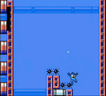 Mega Man vs. his ultimate nemesis: insta-kill spikes with tiny and thin points!